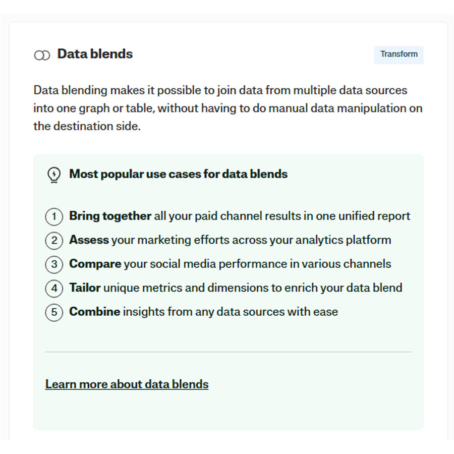datablending supermetrics screenshot