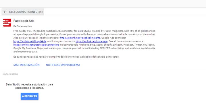 data studio facebook ads template connection